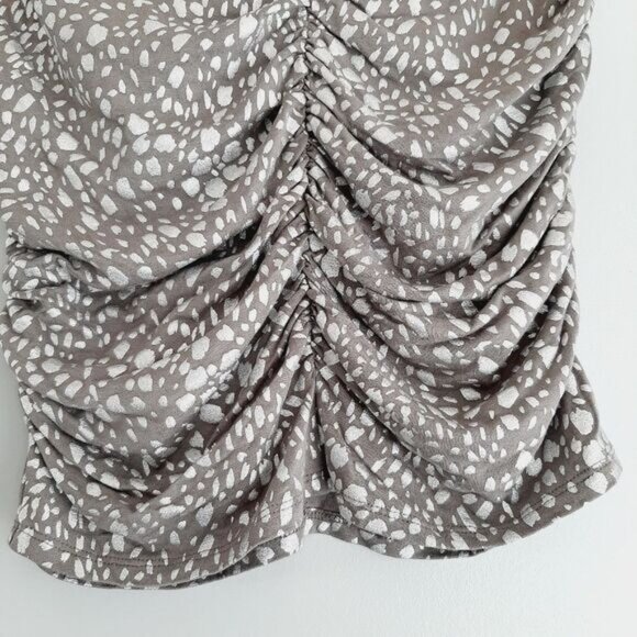 MODA INTERNATIONAL | Ruched Exposed Zip Mini Skirt Grey Silver Animal Print Sz M - Picture 3 of 12